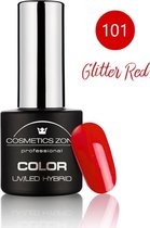 Cosmetics Zone Hypoallergene UV/LED Hybrid Gellak 7ml. Glitter Red 101