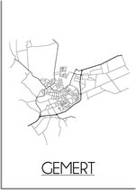 DesignClaud Gemert Plattegrond poster A4 + Fotolijst zwart (21x29,7cm)