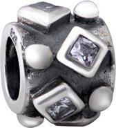 Quiges - 925 - Zilveren - Bedels -Sterling zilver - Beads - Blokjes Zirkonia Kraal Charm - Geschikt – voor - alle bekende merken - Armband Z265