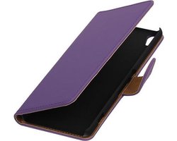 Paars Effen booktype wallet cover - telefoonhoesje - smartphone hoesje - beschermhoes - book case - hoesje voor Xiaomi Mi 5