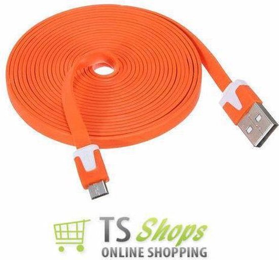 Micro USB Kabel Datacable 3 meter Universeel Orange Oranje