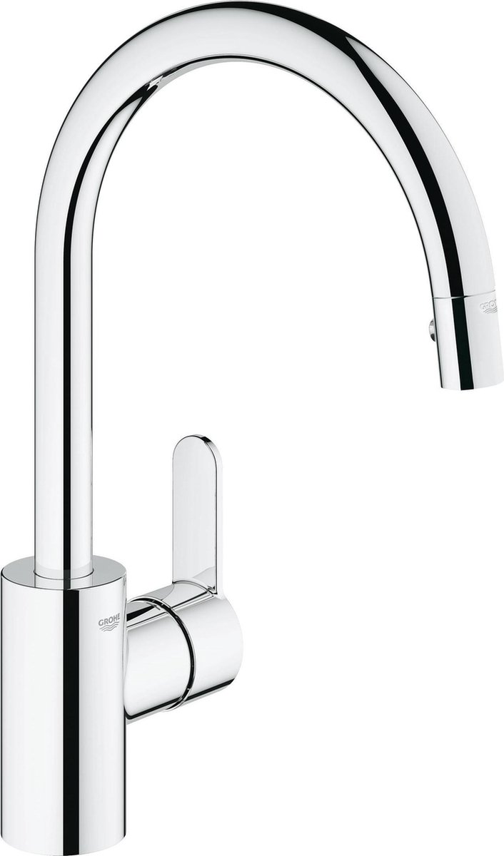 GROHE Eurostyle Cosmopolitan Keukenkraan - Hoge draaibare uitloop - Met uittrekbare handdouche - Chroom