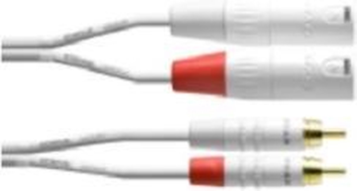 Cordial Audiokabel XLR m-Cinch 3,0m Rean stekker CFU 3 MC-SNOW - Audio kabel