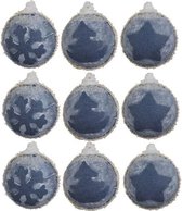 Foam Kerstballen Jeans (8cm) Box 3 Stuks Blue