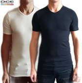 DICE 2-pack heren T-shirt V-hals wit+zwart maat S