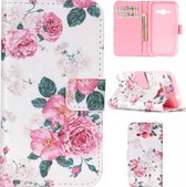 iCarer Flowers print wallet case cover Samsung Galaxy J1 2015