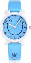 HappyFace -kids horloge - licht blauw - 28 mm - I-deLuxe verpakking