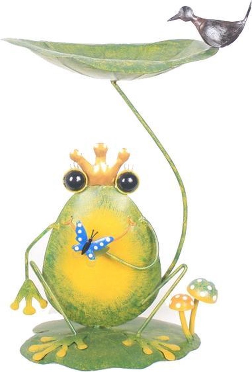 Voerbak vogels - Kikker - Metaal - Groen - 37x26x23 cm - Fairtrade - Sarana