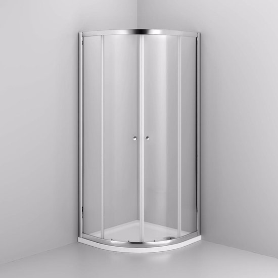 Douchecabine Kwartrond Schuifdeur Economic 4 mm Glas + Douchebak 90 x