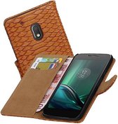 Snake Bookstyle Wallet Case Hoesjes voor Moto G4 Play Bruin