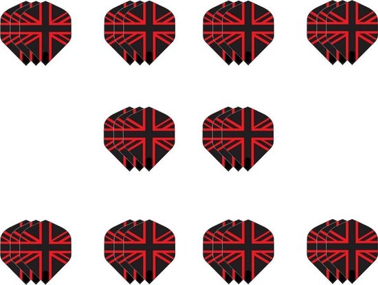Afbeelding van het spel 10 sets (30 stuks) Dragon darts Britse vlag zwart rood dart flights – darts flights