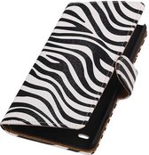 Zebra Bookstyle Wallet Case Hoesjes voor Sony Xperia C4 Wit