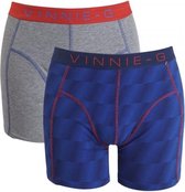 Vinnie-G boxershorts Flame Blue Print Grey 2-pack S