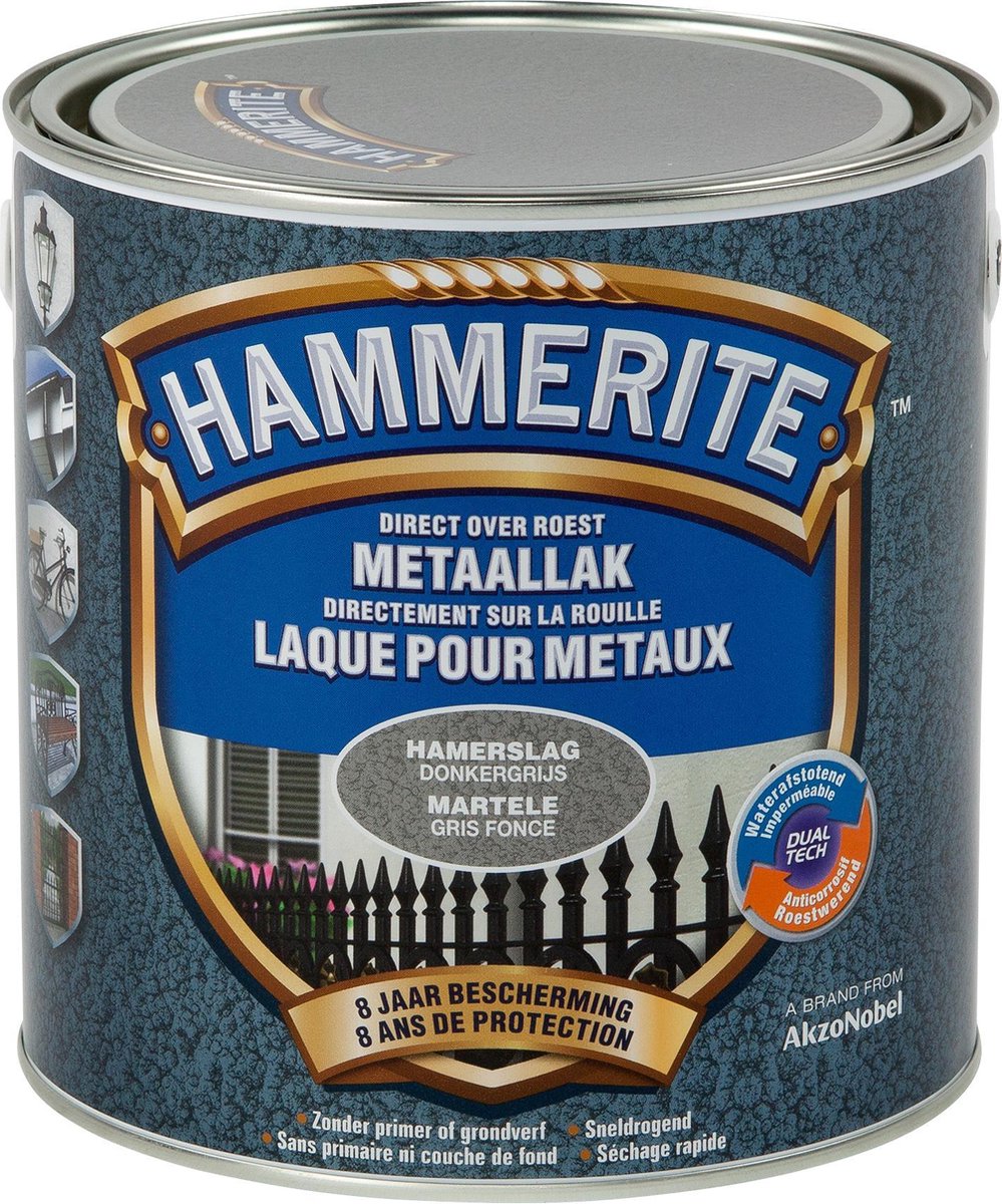 Hammerite Metaallak - Hamerslag Donkergrijs - 2.5L | bol.com