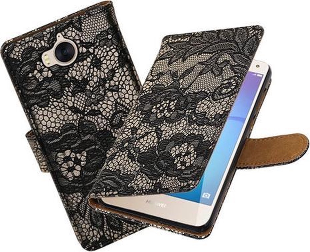 BestCases.nl Huawei Y5 2017 / Y6 2017 Lace booktype hoesje Zwart