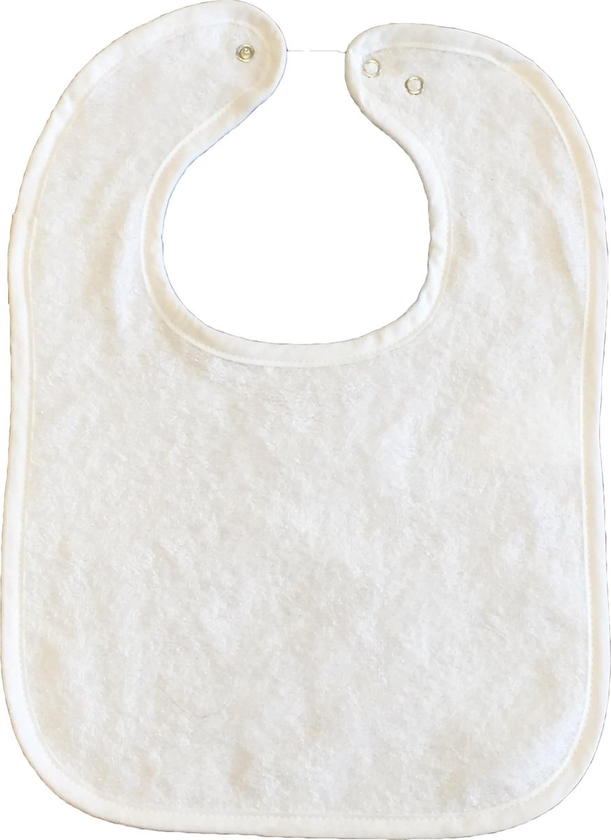 Goedkoopste Slabbetje Badstof Uni met drukknopsluiting 28x38 cm Wit - 3 stuks