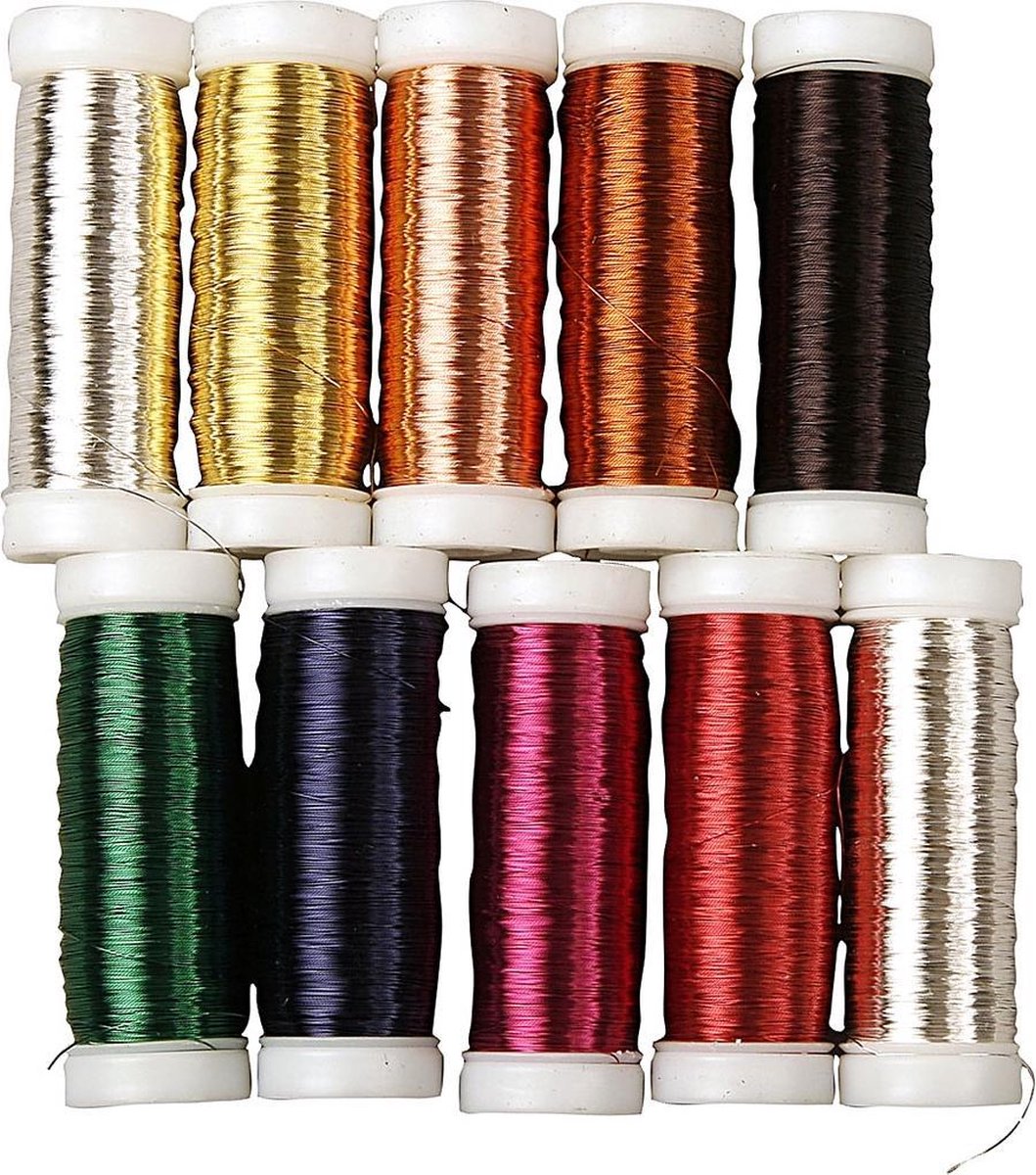 Metaaldraad, dikte 0,18 mm, circa 10x125 m, 10x50 gr