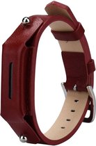 Lederen armbandje voor de Fitbit Flex 2 met gespsluiting  - Bordeaux Rood
