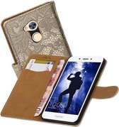 Lace Bookstyle Wallet Case Hoesjes voor Huawei Honor 6 A Goud