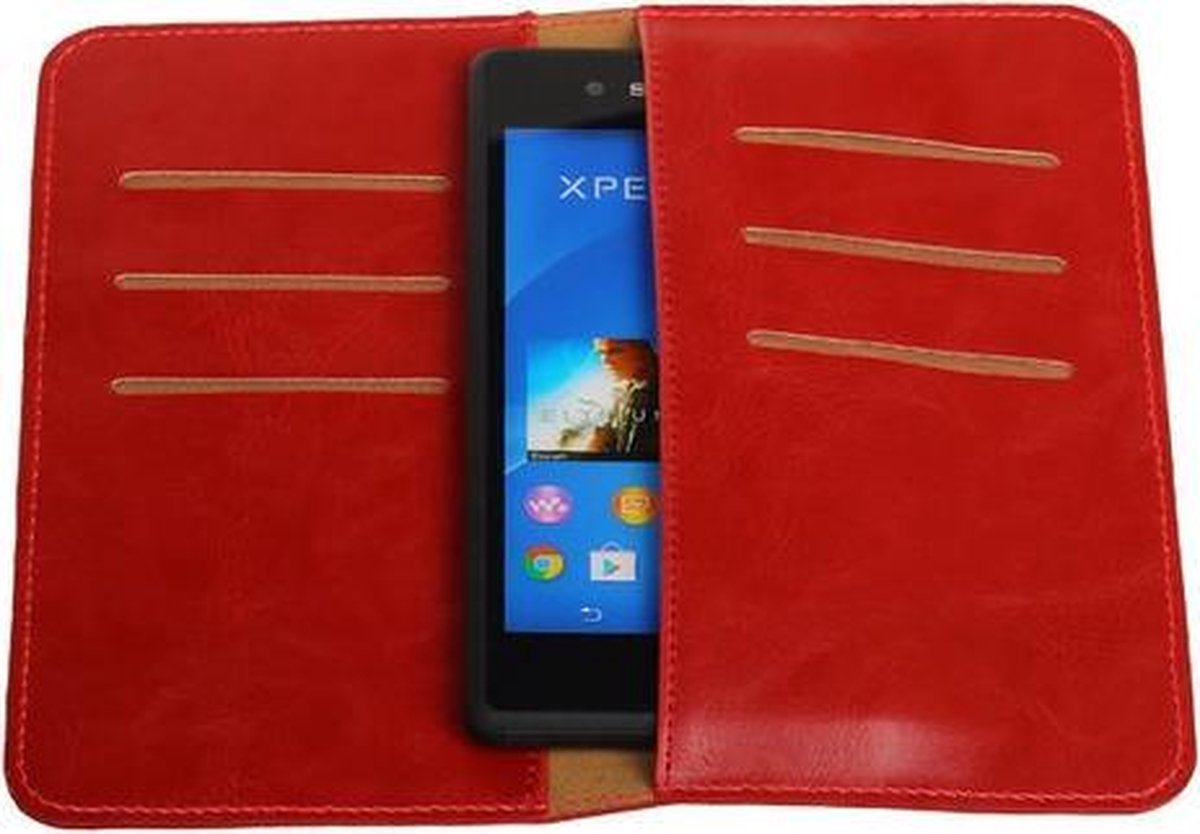 Rood Pull-up Medium Pu portemonnee wallet voor Sony