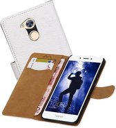 Croco Bookstyle Wallet Case Hoesjes voor Huawei Honor 6 A Wit