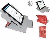 Minipad Aldi Tablet Diamond Class Polkadot Hoes met 360 graden Multi-stand, Rood, merk i12Cover