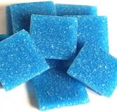 Glas mozaïek steentjes 20 x 20 mm kleur Blauw ± 350 gram