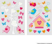 Gentille! - Stickers vitres - Oiseaux - Rose - 2 feuilles de 17,5 x 25 cm