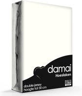 Damai - Hoeslaken (tot 25 cm) - Double Jersey - 80/90 x 200/210/220 - 100 x 200 cm - Cream