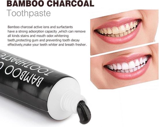 Houtskool tandpasta voor witte / Teeth Whitening Charcoal + "Gratis... |