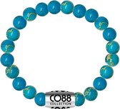 CO88 Collection Elemental 8CB 17018 Rekarmband met Stalen Element - Oceaan Natuursteen 6 mm - One-size - Blauw