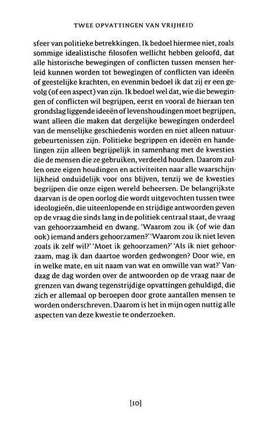 Tekstpagina die twee opvattingen van vrijheid bespreekt, met nadruk op politieke opvattingen.