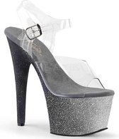 EU 38 = US 8 | ADORE-708OMBRE | 7 Heel, 2 3/4 Ombre Glittered PF Ankle Strap Sandal