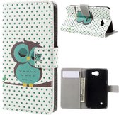 Groene uil book case hoesje wallet LG K4