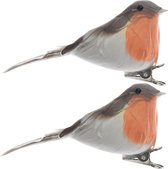 Kerstboomclip Roodborstje (11cm) Box 2 Stuks Naturel