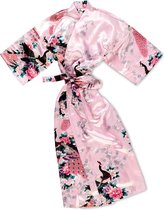 TA-HWA Kimono avec motif paon Kimono rose pour femme S
