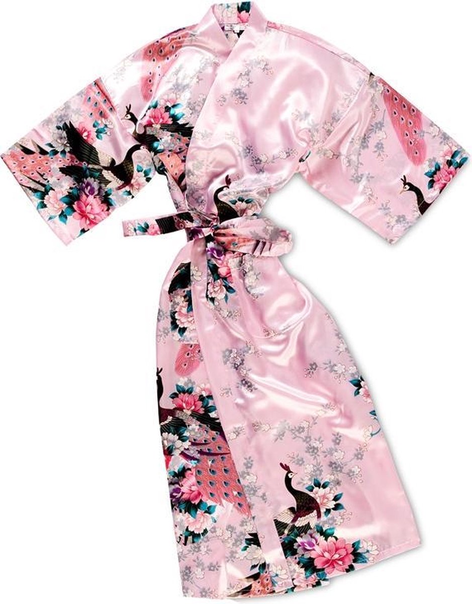 TA-HWA Kimono met Pauw Motief Roze Dames kimono S