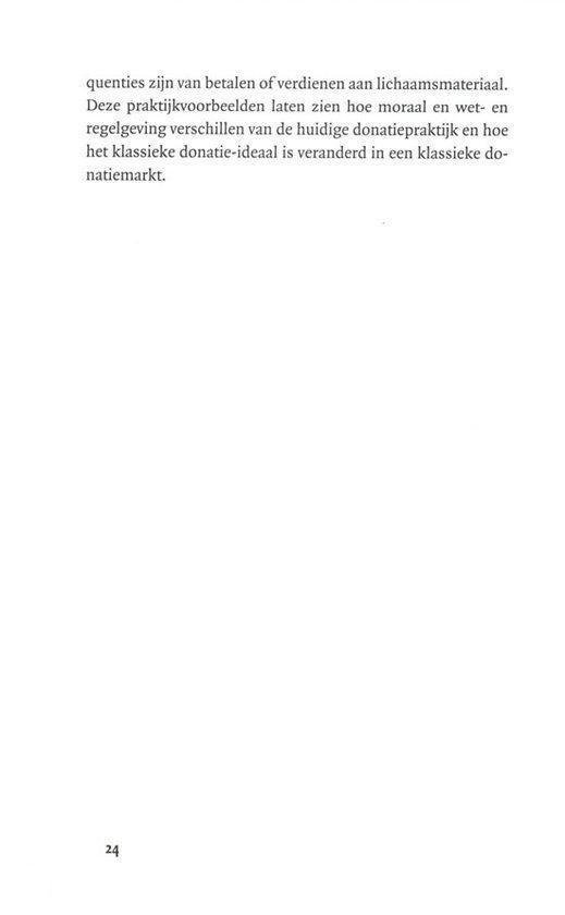 Pagina 24 met tekst over de vercommercialisering van lichaamsmateriaal.