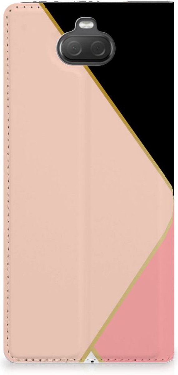 Standcase Hoesje voor Sony Xperia 10 Plus Stand Case Zwart Roze Vormen