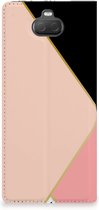 Standcase Hoesje voor Sony Xperia 10 Plus Stand Case Zwart Roze Vormen