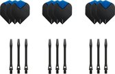 Darts Set - 3 sets - XS100 Skylight - Aqua - Darts flights - plus 3 sets - aluminium - darts shafts - zwart - medium