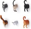 Kikkerland Katten Derrières Magneten - Koelkastmagneten - Set van 6 stuks