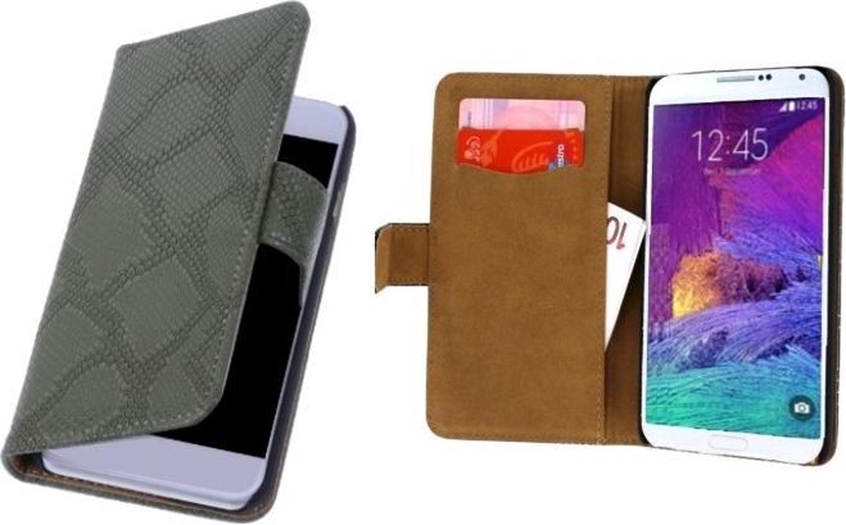 Alternate LACE Book Case Flip Hoesje Samsung Galaxy Note 4  Snake Groen
