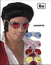 6x Elvis rock and roll bril assortie