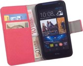 Lelycase Bookcase  HTC Desire 516  Flip Cover Wallet Hoesje Roze