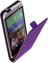 LELYCASE Lederen Flip Case HTC One E8 Ace Flipcover Hoesje Paars