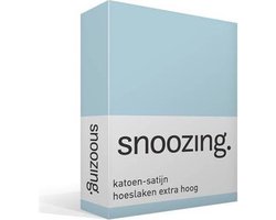 Snoozing - Katoen-satijn - Hoeslaken - Lits-jumeaux - Extra Hoog - 160x200 cm - Hemel