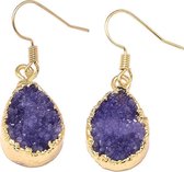 Kristallen oorbel Golden Druzy Crystal Violet