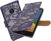 BestCases.nl Motorola Moto G5 Plus Lace Effen booktype hoesje Blauw