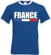 Blauw/ wit Frankrijk supporter ringer t-shirt voor heren S